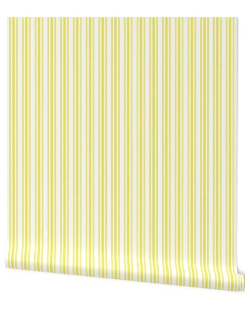 Trendy Large Highlighter Yellow Pastel Highlighter French Mattress Ticking Double Stripes Wallpaper