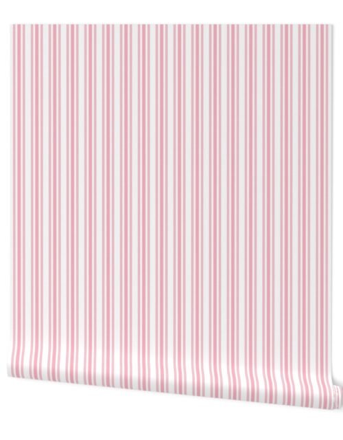 Trendy Large Pink Petal French Mattress Ticking Double Stripes Wallpaper