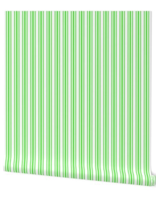 Trendy Large Lime Margarita Green French Mattress Ticking Double Stripes Wallpaper