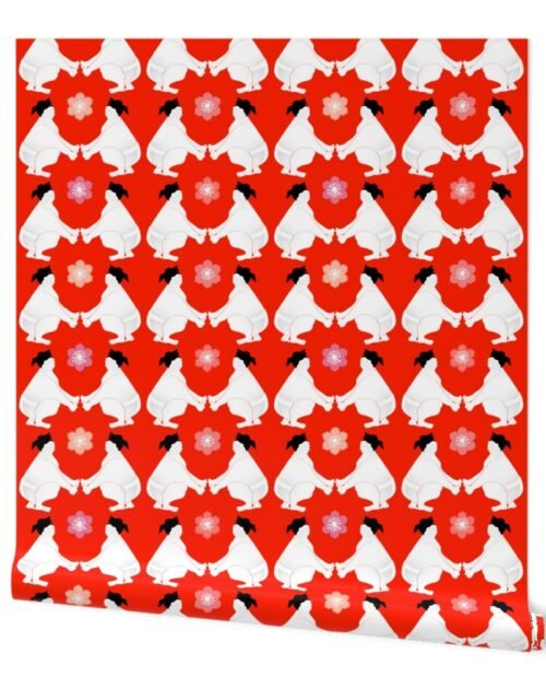 Sumos Wrestling on Japanese Flag Red Wallpaper