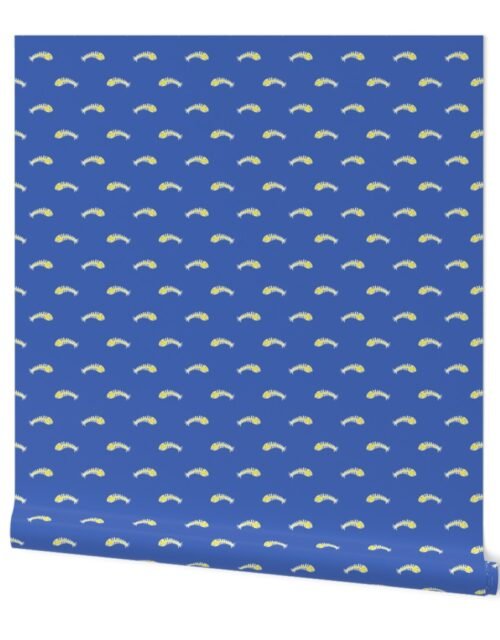 White and Yellow Fishbones Skeletons on Midi Blue Wallpaper