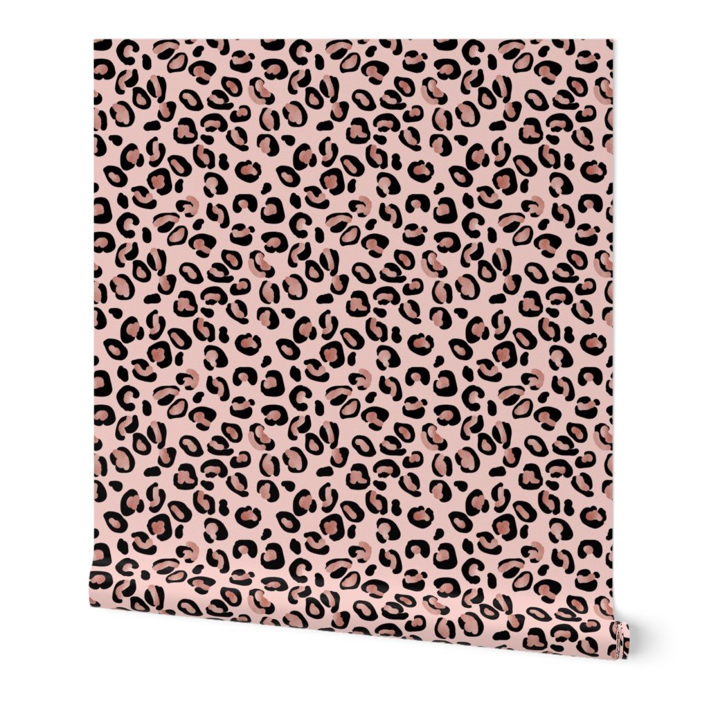Leopard Rose Gold Foil Spots on Pink Wallpaper Leopard Rose Gold Foil Spots on Pink Wallpaper