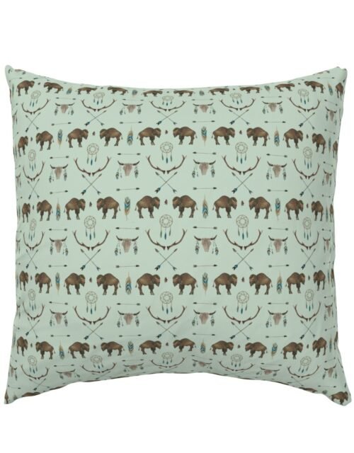Mini Sage Prairie Buffalo Watercolor Western Pattern Euro Pillow Sham