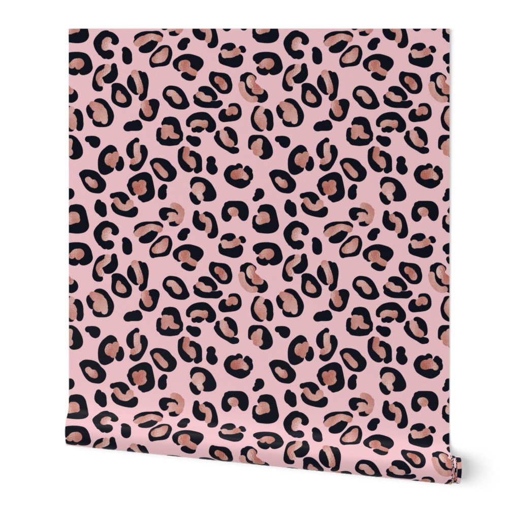 Harmony Small Leopard Rose Gold Spots on Pink Wallpaper Harmony Small Leopard Rose Gold Spots on Pink Wallpaper
