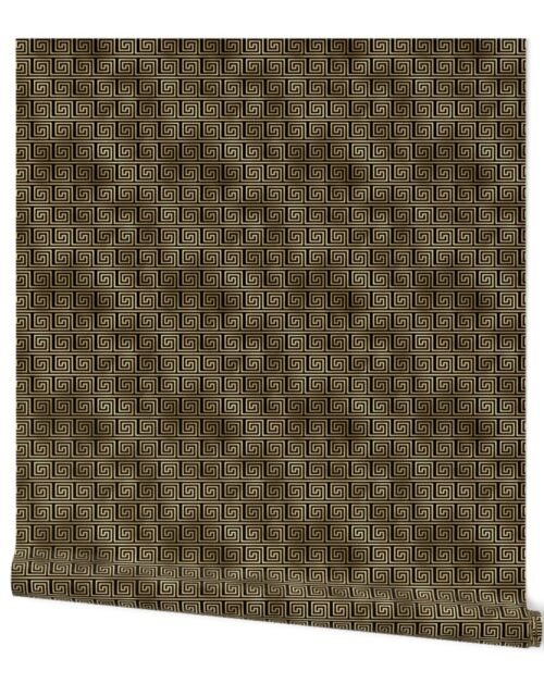 Small Black and Gold Foil Vintage Art Deco Key Pattern Wallpaper