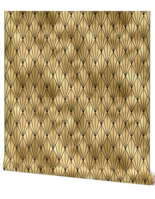 Gold Faux Foil Vintage Fan Art Deco Pattern Wallpaper
