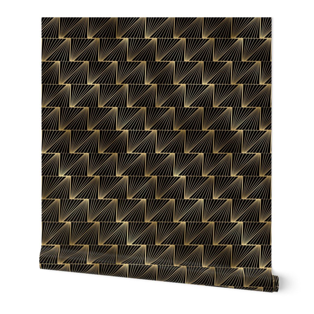 Diagonal Triangles in Black and Gold Vintage Faux Foil Art Deco Vintage Foil Pattern Wallpaper Diagonal Triangles in Black and Gold Vintage Faux Foil Art Deco Vintage Foil Pattern Wallpaper