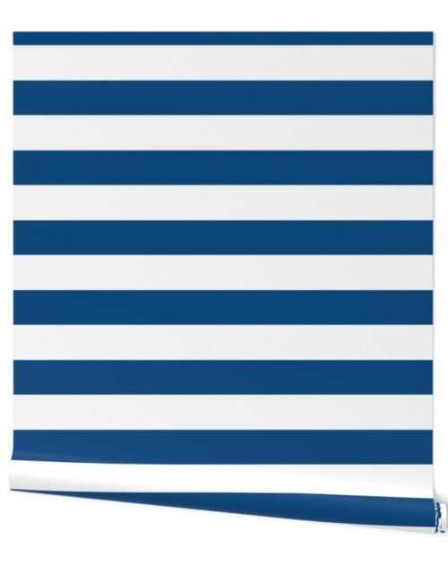 Classic Blue and White Circus Big Top 3" Horizontal Stripes Wallpaper