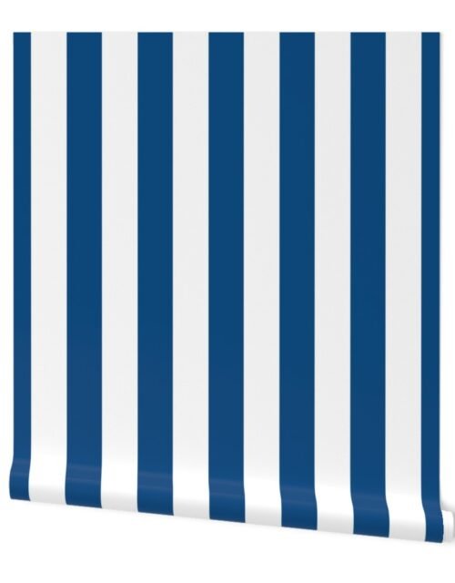 Classic Blue and White Circus Big Top 3" Vertical Stripes Wallpaper