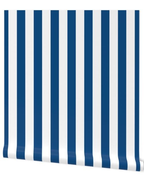 Classic Blue and White Vertical Cabana Tent 2" Stripes Wallpaper