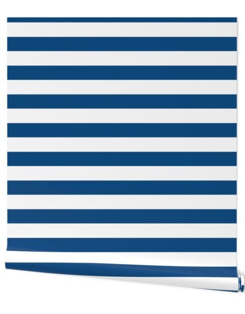 Classic Blue and White Vertical Cabana Tent 2" Stripes Wallpaper