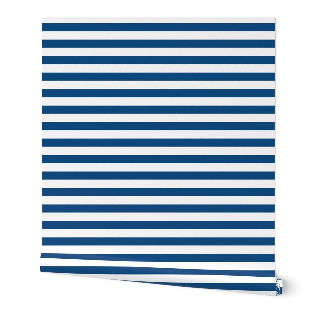 Classic Blue and White Horizontal Cabana Tent 1″ Stripes Wallpaper Classic Blue and White Horizontal Cabana Tent 1" Stripes Wallpaper