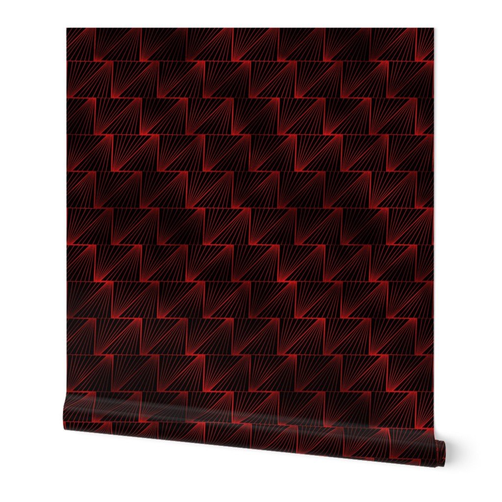 Diagonal Triangles in Black and Ruby Red Vintage Faux Foil Art Deco Vintage Foil Pattern Wallpaper Diagonal Triangles in Black and Ruby Red Vintage Faux Foil Art Deco Vintage Foil Pattern Wallpaper