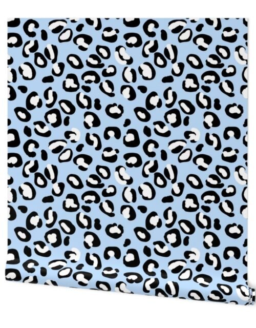 Leopard White Spots on Sky Blue Wallpaper