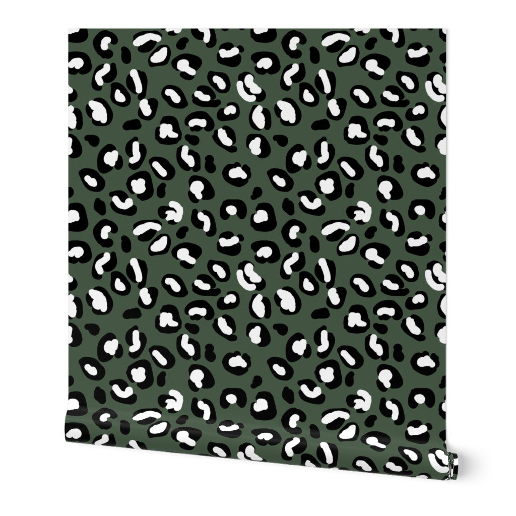 Leopard White Spots on Army Green Wallpaper Leopard White Spots on Army Green Wallpaper