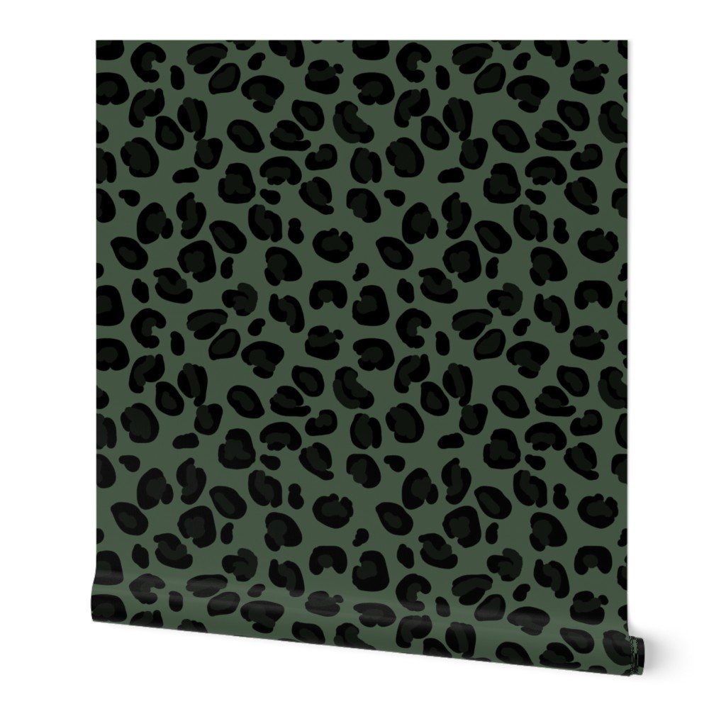 Small Leopard Boot Green Spots on Army Green Wallpaper Small Leopard Boot Green Spots on Army Green Wallpaper