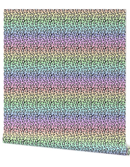 Small Pastel Ombre Rainbow Leopard Spots Wallpaper