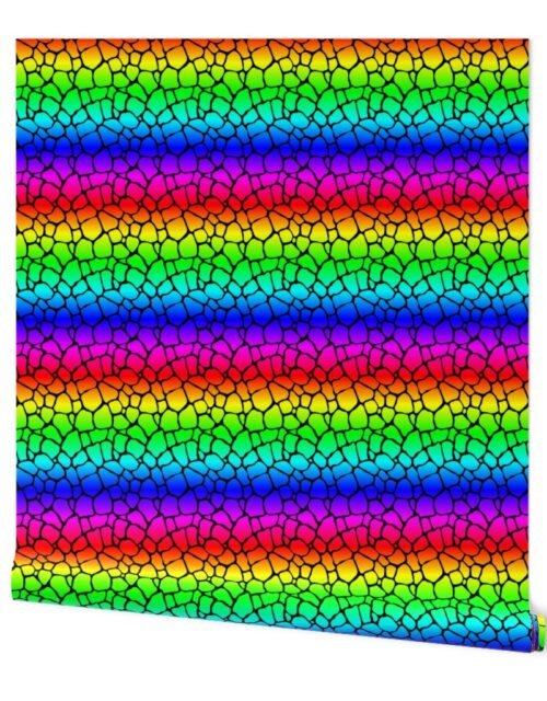 Neon Rainbow Giraffe Hide Animal Print Wallpaper