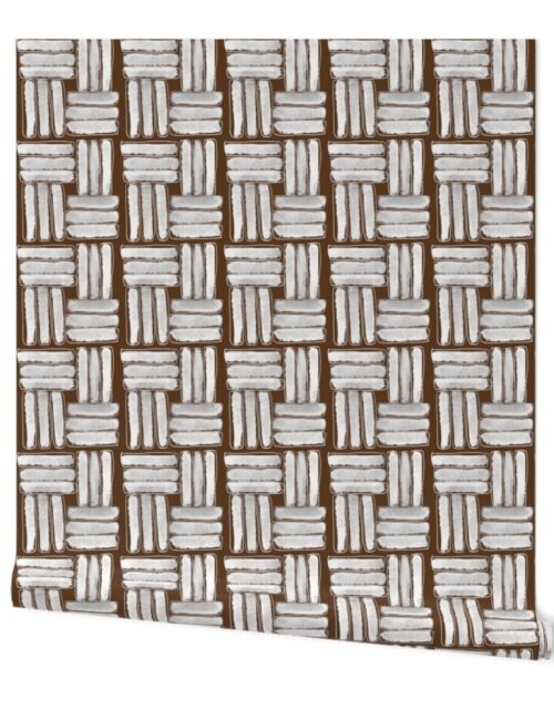 Small Kapa Sticks in Chalky White on Coco Brown Wallpaper