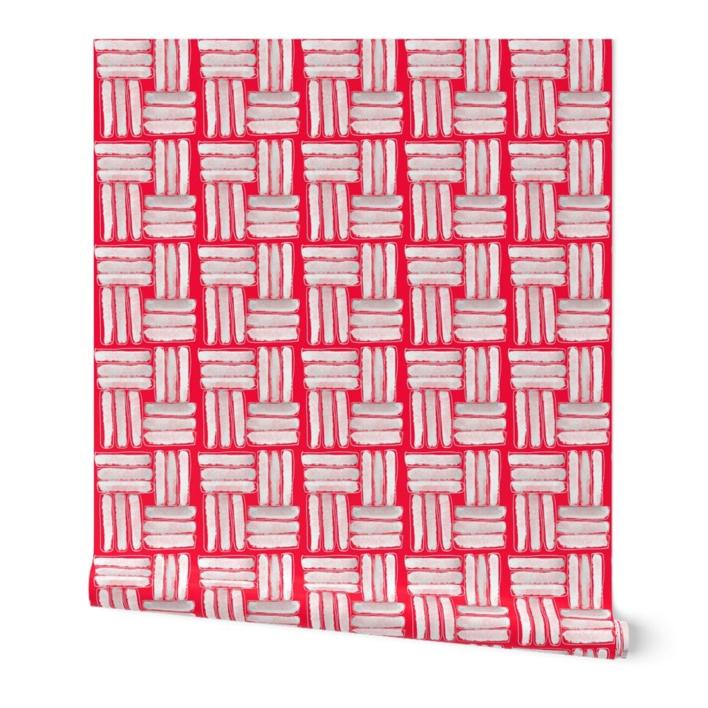 Kapa Sticks in Chalky White on Hibiscus Red Wallpaper Kapa Sticks in Chalky White on Hibiscus Red Wallpaper