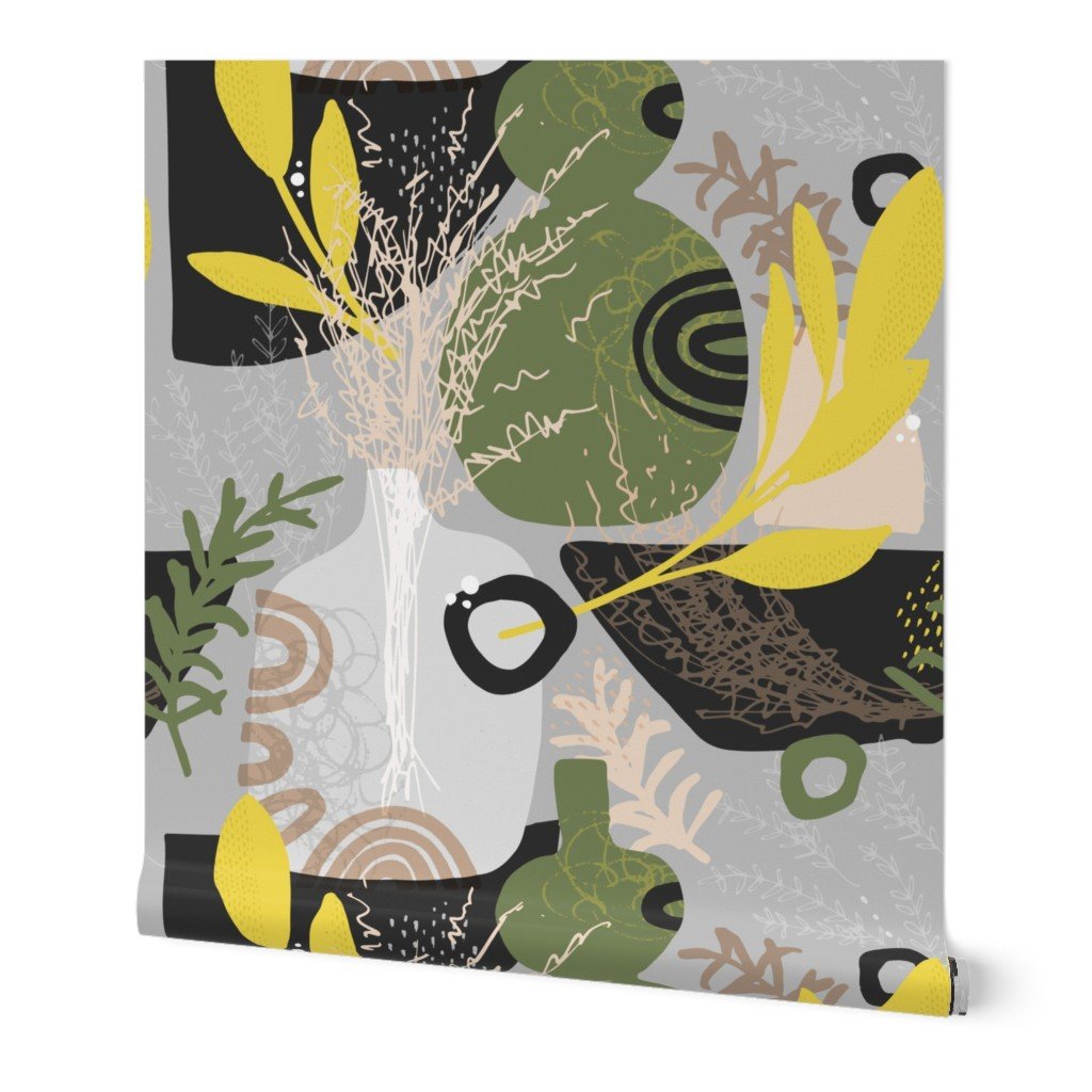 Tiny Green and Yellow Herbs Abstract Seamless Repeat Pattern Wallpaper Tiny Green and Yellow Herbs Abstract Seamless Repeat Pattern Wallpaper