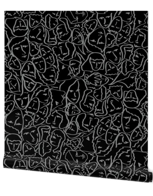 Elio's Shirt Faces in Faded Vintage Grey Outlines on Black Crying Scene Wallpaper