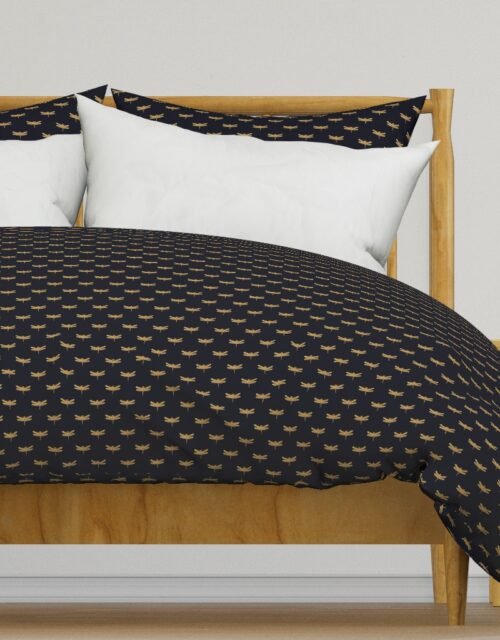 Dragonflies on Scottish Fraser Tartan Navy Blue Duvet Cover
