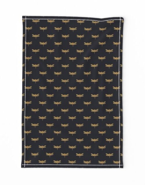 Dragonflies on Scottish Fraser Tartan Navy Blue Tea Towel