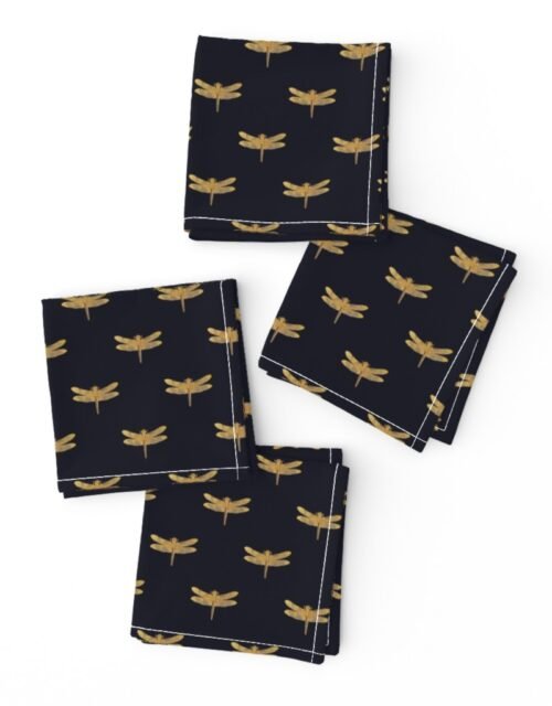 Dragonflies on Scottish Fraser Tartan Navy Blue Cocktail Napkins