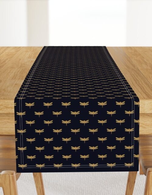 Dragonflies on Scottish Fraser Tartan Navy Blue Table Runner