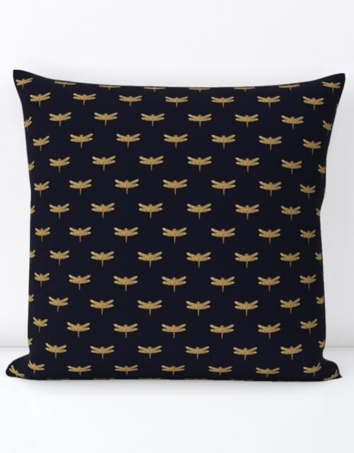 Dragonflies on Scottish Fraser Tartan Navy Blue Square Throw Pillow