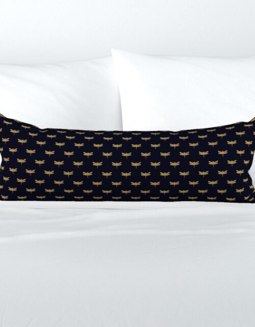 Dragonflies on Scottish Fraser Tartan Navy Blue Extra Long Lumbar Pillow