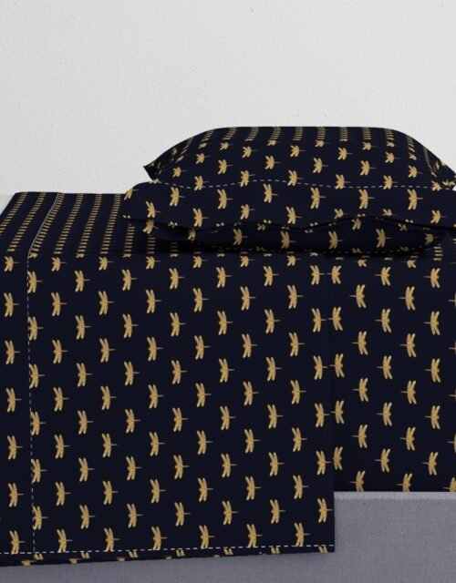 Dragonflies on Scottish Fraser Tartan Navy Blue Sheet Set