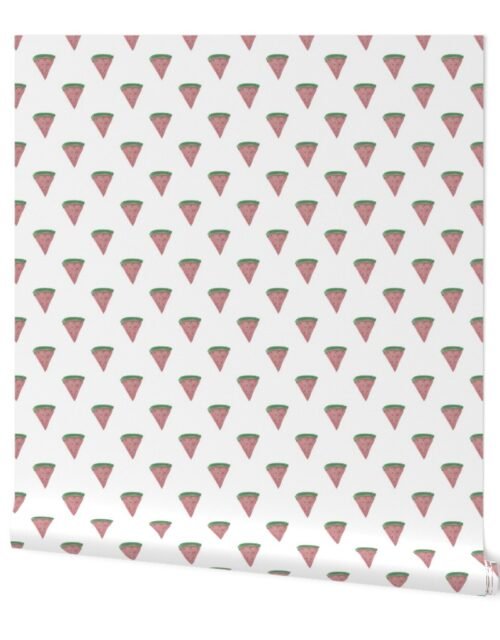 Watermelon Wedges in Watercolors on White Hand-Painted Watercolor Wallpaper