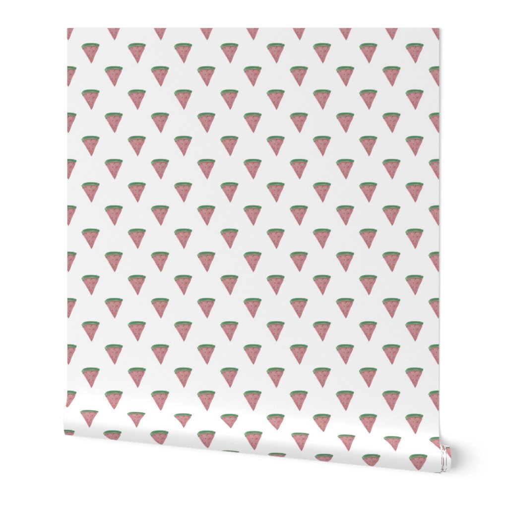 Watermelon Wedges in Watercolors on White Hand-Painted Watercolor Wallpaper Watermelon Wedges in Watercolors on White Hand-Painted Watercolor Wallpaper