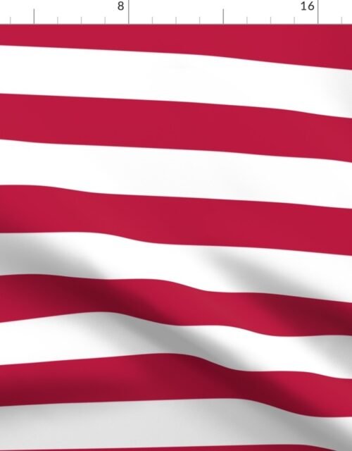 Alabama State Crimson Red and White Horizontal Stripes Fabric