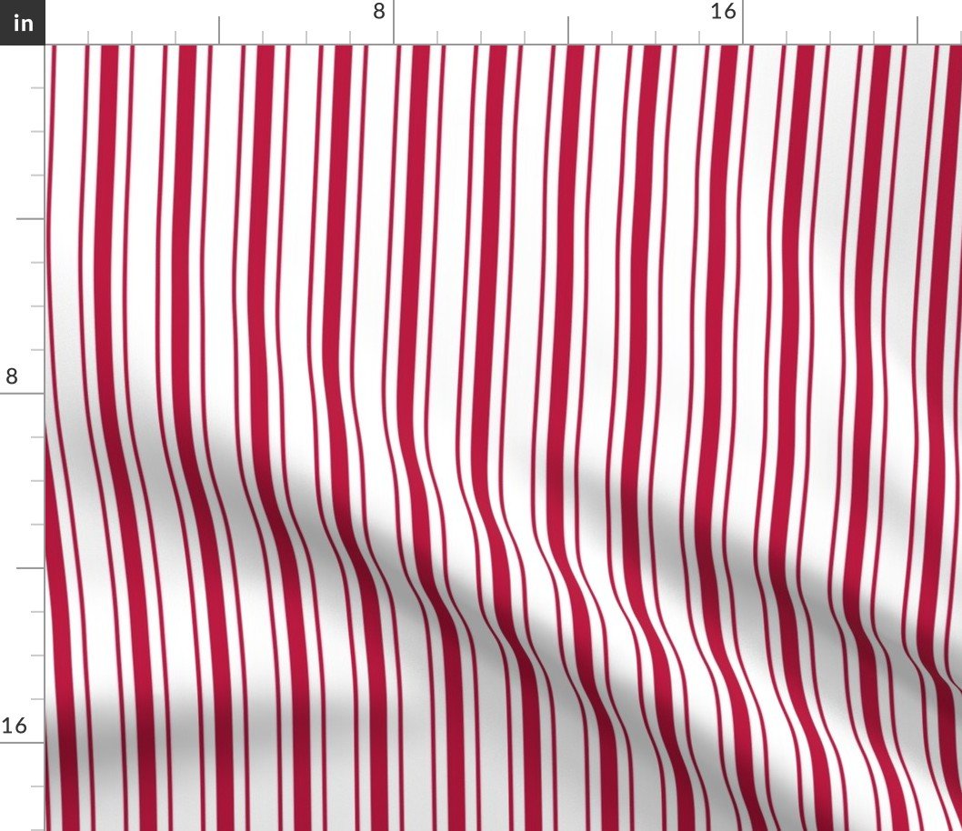 Alabama State Crimson Red and White Vertical Ticking Stripes Fabric Alabama State Crimson Red and White Vertical Ticking Stripes Fabric