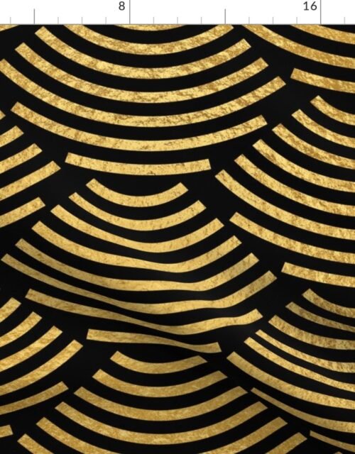 Antique Gold  and Black Jumbo Art Deco Ellipses Fabric