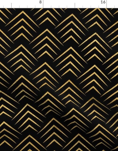 Antique Gold and Black Art Deco Chevrons Fabric