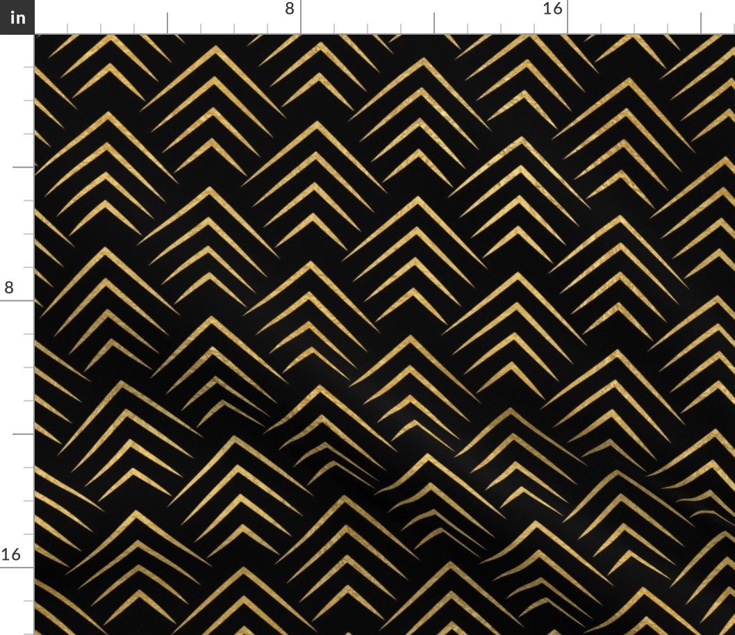 Antique Gold and Black Art Deco Chevrons Fabric Antique Gold and Black Art Deco Chevrons Fabric