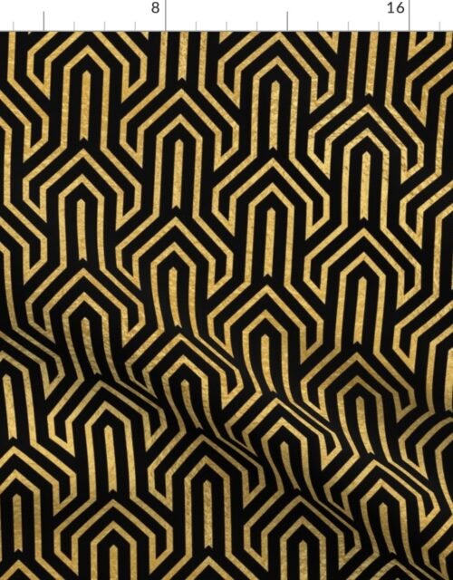 Antique Gold and Black Art Deco Geometric Arrows Fabric
