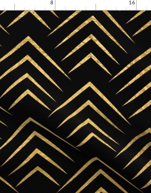 Antique Gold and Black Art Deco Jumbo Chevrons Fabric