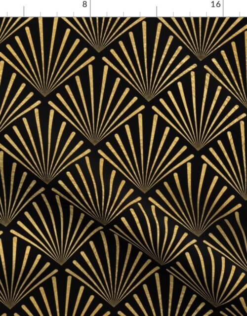 Antique Gold and Black Art Deco Palm Fronds Fabric
