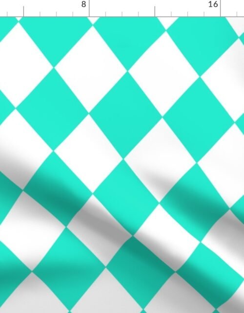 Aqua Gift Box Blue Modern Diamond Pattern Fabric