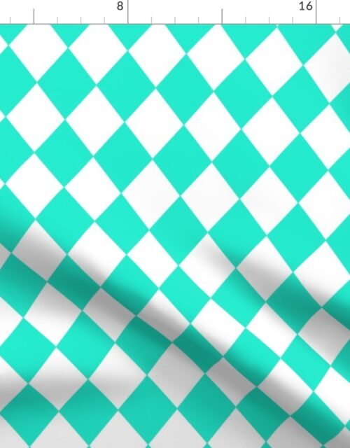 Aqua Gift Box Blue Small Modern Diamond Pattern Fabric