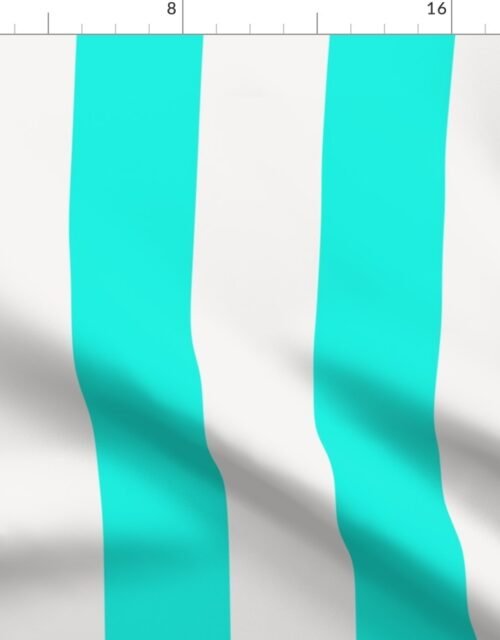 Aqua and Broken  White Cabana Vertical Stripe Fabric