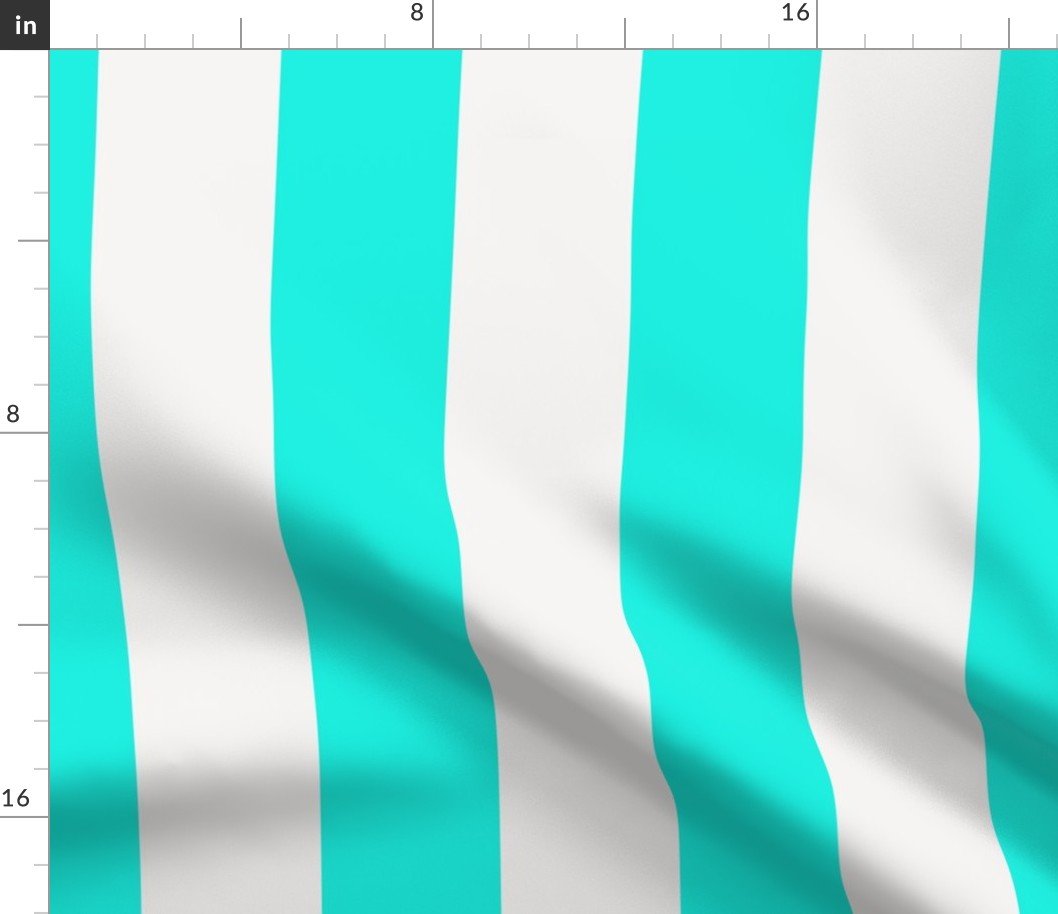 Aqua and Broken White Cabana Vertical Stripe Fabric Aqua and Broken White Cabana Vertical Stripe Fabric