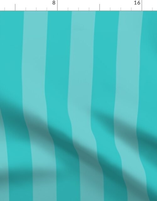 Aqua and Faded Aqua 2 Inch Vertical Cabana Stripes Fabric