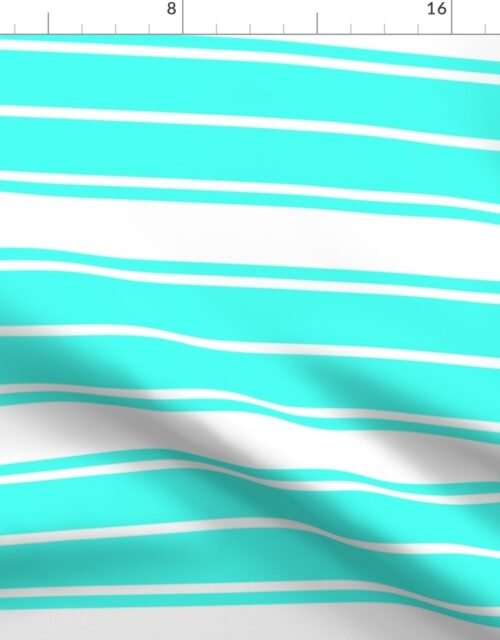 Art Deco Aqua and White Horizontal French Stripe Fabric