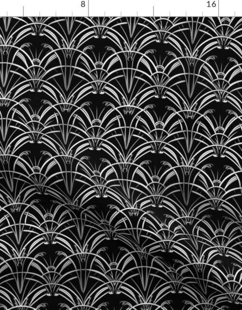 Art Deco Fans in Greys and Black Fabric